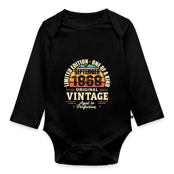 September 1969 Gift 1969 Vintage September 1969 - Organic Longsleeve Baby Bodysuit - black - Front