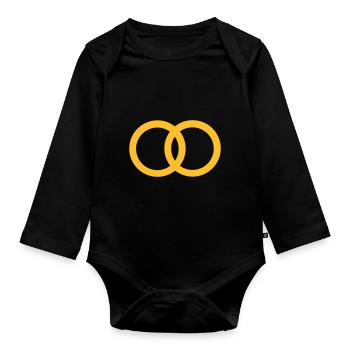 Ringe - Ehe - Hochzeit - Baby Bio-Langarm-Body - Schwarz - Vorne
