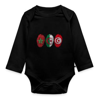 MAGHREB UNITED المغرب LOGO - Organic Longsleeve Baby Bodysuit - black - Front