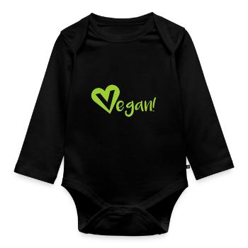 Vegan vegans - Organic Longsleeve Baby Bodysuit - black - Front