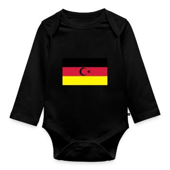 drapeau turc allemand - Body Bébé bio manches longues - noir - Devant