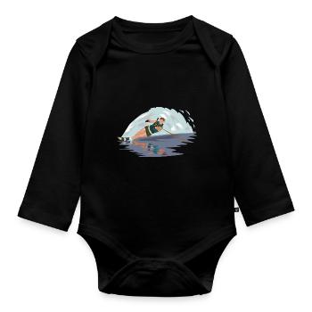 water skiing water ski water3 - Organic Longsleeve Baby Bodysuit - black - Front