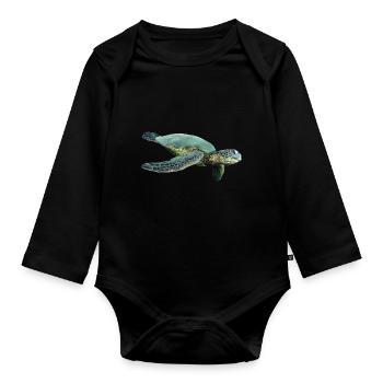 turtle schildkroete tiere animals6 - Baby Bio-Langarm-Body - Schwarz - Vorne