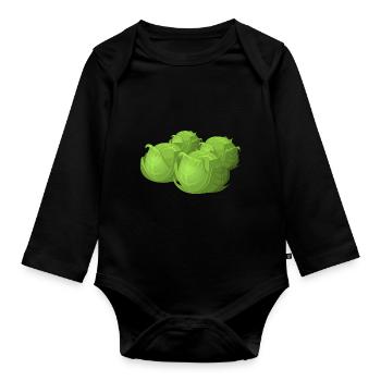 salad salad lettuce halloween vegetables vegetables7 - Organic Longsleeve Baby Bodysuit - black - Front