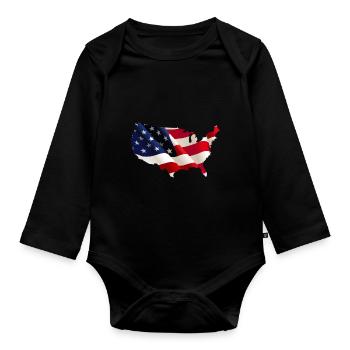 United States - Organic Longsleeve Baby Bodysuit - black - Front