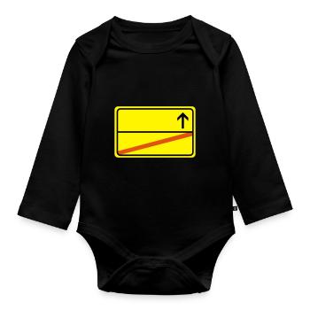 Ortsausgangsschild empty - Organic Longsleeve Baby Bodysuit - black - Front