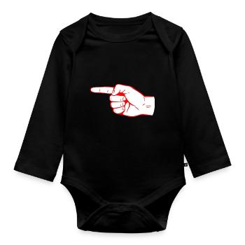 dedo índice - Body orgánico de manga larga para bebé - negro - delante