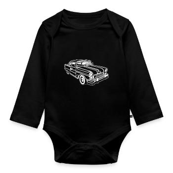 Chevy Cadilac / Muscle Car 02_weiß - Baby Bio-Langarm-Body - Schwarz - Vorne
