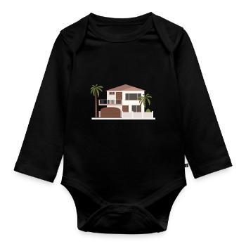 building house homes architecture house building214 - Organic Longsleeve Baby Bodysuit - black - Front