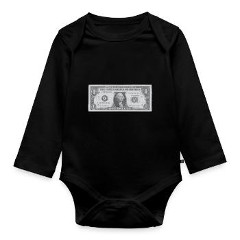 Dollarschein - Dollar für geldgeile Kapitalisten - Baby Bio-Langarm-Body - Schwarz - Vorne