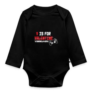 V is for Valentine videogamers .png - Baby Bio-Langarm-Body - Schwarz - Vorne
