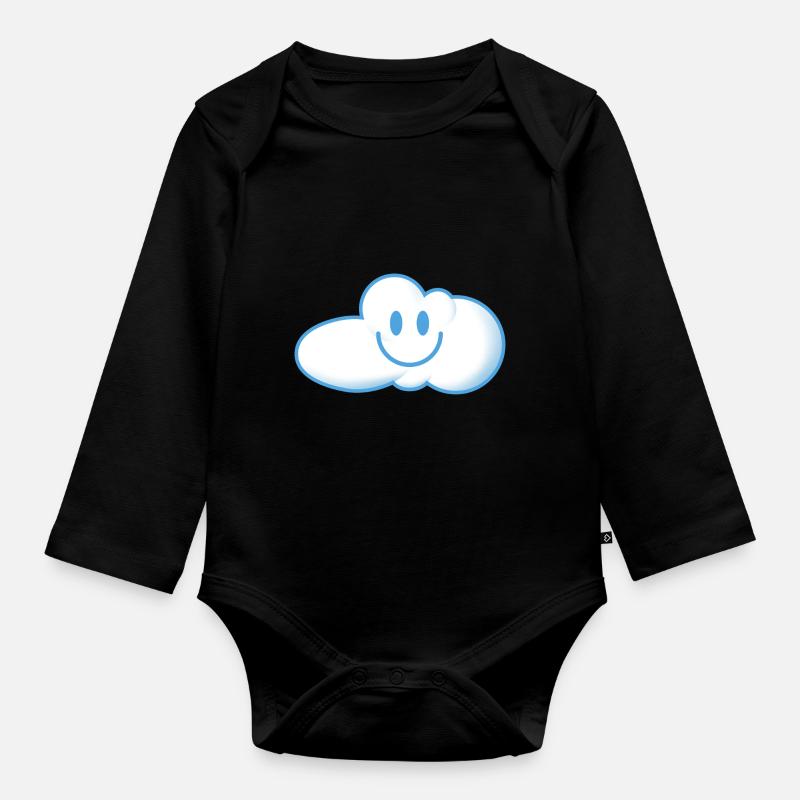 Mignon petit sourire nuages - Body Bébé bio manches longues - noir