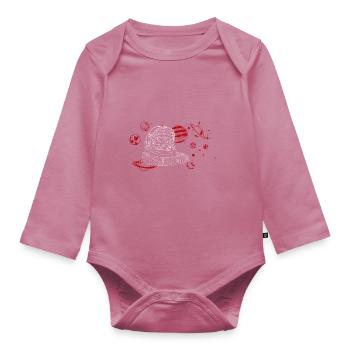 Mute cry in space, white - Organic Longsleeve Baby Bodysuit - mauve - Front