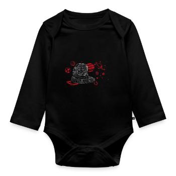 Mute cry in space, white - Organic Longsleeve Baby Bodysuit - black - Front