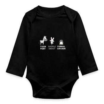 Zebra - Hase - Pinguin oder doch Tiger Pony.... - Baby Bio-Langarm-Body - Schwarz - Vorne