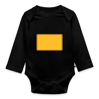 Ortsschild leer - Baby Bio-Langarm-Body - Schwarz - Vorne