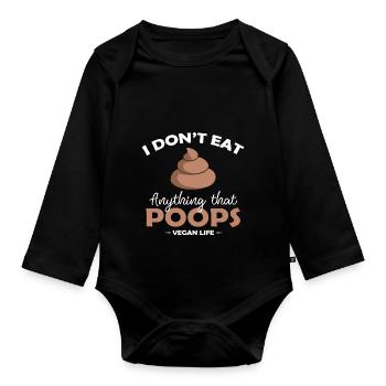 Je ne mange rien de ce merdier! Cadeau de motif végétalien - Body Bébé bio manches longues - noir - Devant