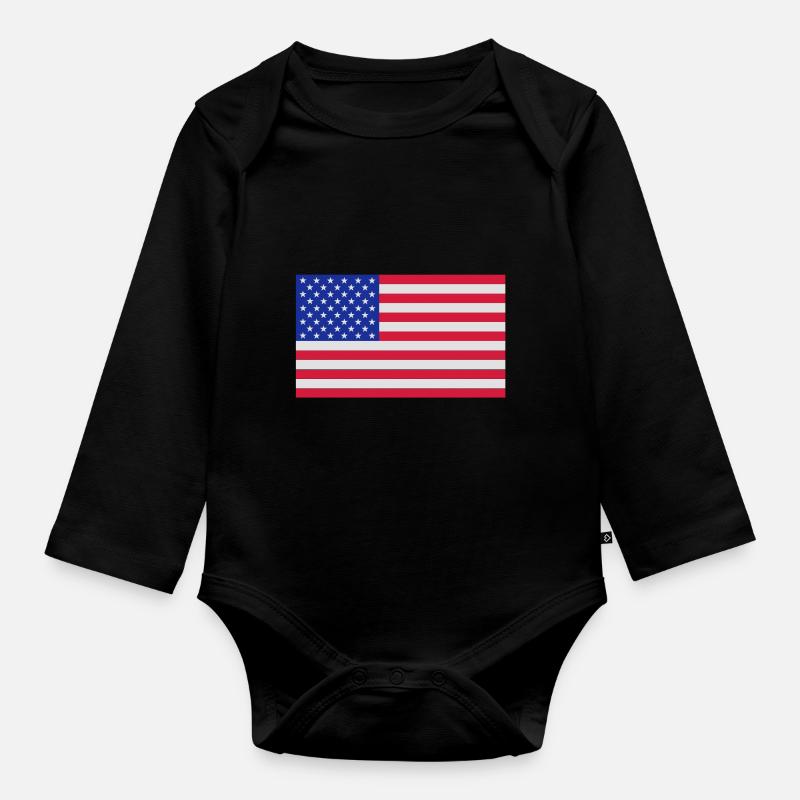 drapeau_etats_unis - Body Bébé bio manches longues - noir