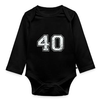 40 in white in the used look - Organic Longsleeve Baby Bodysuit - black - Front