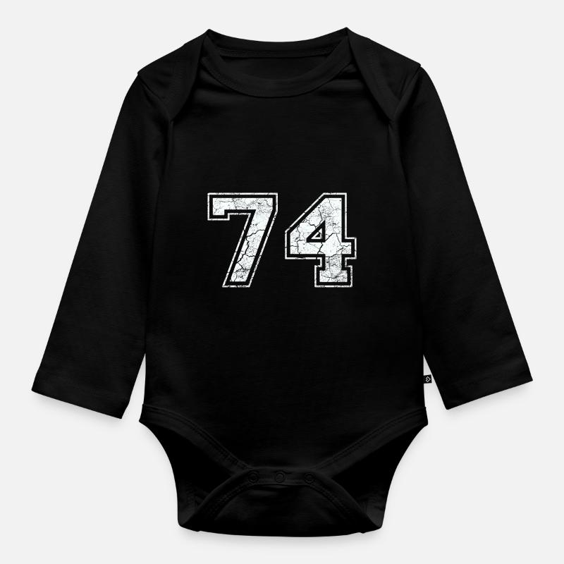 74 dans blanc in Used Look - Body Bébé bio manches longues - noir