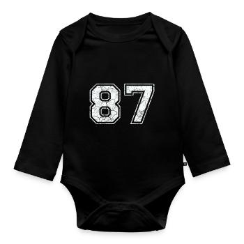 87 in white in the used look - Organic Longsleeve Baby Bodysuit - black - Front