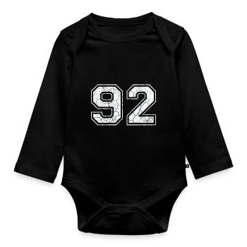 92 in white in the used look - Organic Longsleeve Baby Bodysuit - black - Front