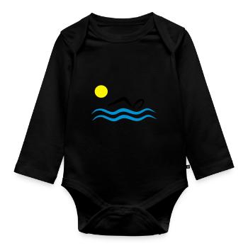 natation - Body Bébé bio manches longues - noir - Devant