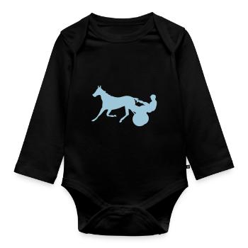 horse race horse race horse10 jock - Organic Longsleeve Baby Bodysuit - black - Front