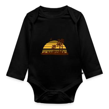 sunset island - Baby Bio-Langarm-Body - Schwarz - Vorne