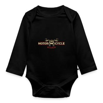 motorcycle rider biker gift - Organic Longsleeve Baby Bodysuit - black - Front