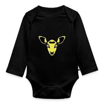 biche rigolo dessin 1201 - Body Bébé bio manches longues - noir - Devant