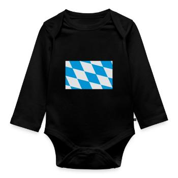 Bayern Flagge Blau Weiß - Baby Bio-Langarm-Body - Schwarz - Vorne