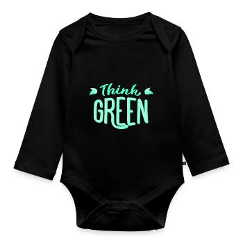 Pensez vert! Pensez vert! Écologie écologique - Body Bébé bio manches longues - noir - Devant
