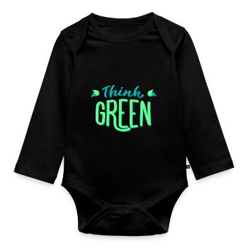 Pensez vert! Pensez vert! Écologie écologique - Body Bébé bio manches longues - noir - Devant