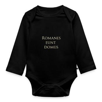 Romanes eunt domus - Organic Longsleeve Baby Bodysuit - black - Front