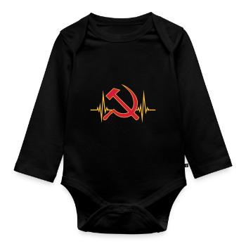 Puls Herzschlag Kommunismus - Baby Bio-Langarm-Body - Schwarz - Vorne