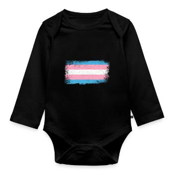 Transgender Flagge - Baby Bio-Langarm-Body - Schwarz - Vorne