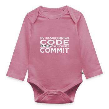 gamer engineering joke hacker superpower coder - Organic Longsleeve Baby Bodysuit - mauve - Front