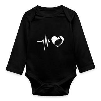 Rabbit Lover Heartbeat - Organic Longsleeve Baby Bodysuit - black - Front