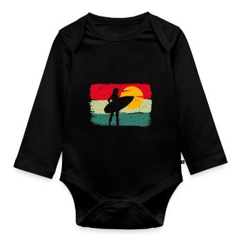 Hawaii Surf fille surf - Body Bébé bio manches longues - noir - Devant