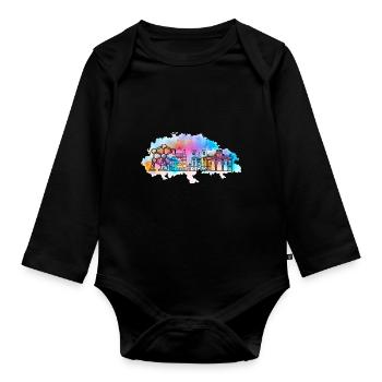 Vive les belges bunt by The Manzanita`s - Baby Bio-Langarm-Body - Schwarz - Vorne
