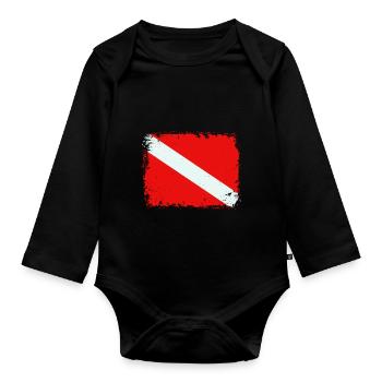 Dive Flag Scuba Diving Underwater Freediving Diver - Baby Bio-Langarm-Body - Schwarz - Vorne