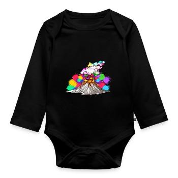 Vulkan Lava Eruption Motiv Geschenkidee - Baby Bio-Langarm-Body - Schwarz - Vorne