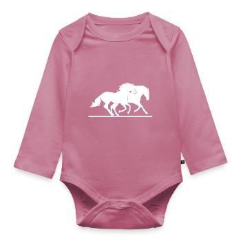 Cheval cheval cheval équitation - Body Bébé bio manches longues - mauve - Devant