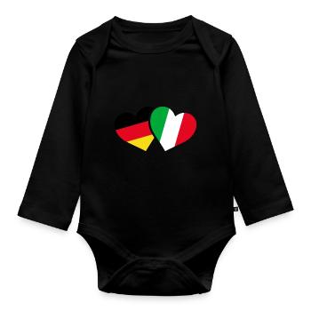 Deutschland Italien Flagge Herz Liebe - Baby Bio-Langarm-Body - Schwarz - Vorne