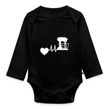 Baker Baking Heartbeat Bakery Hobby Confectioner - Organic Longsleeve Baby Bodysuit - black - Front