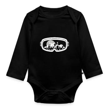 Skiers Goggles Skiing Mountains Ski Moon Mountain - Organic Longsleeve Baby Bodysuit - black - Front