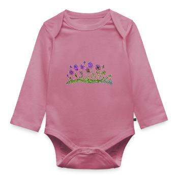 Fleur - Body Bébé bio manches longues - mauve - Devant