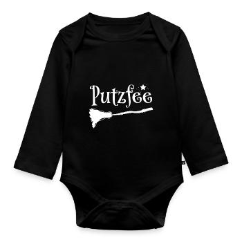 Putzfee Lustiger Spruch Putzfrau Haushalt Geschenk - Baby Bio-Langarm-Body - Schwarz - Vorne