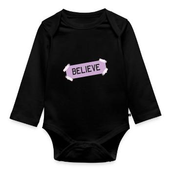 Believe - Organic Longsleeve Baby Bodysuit - black - Front